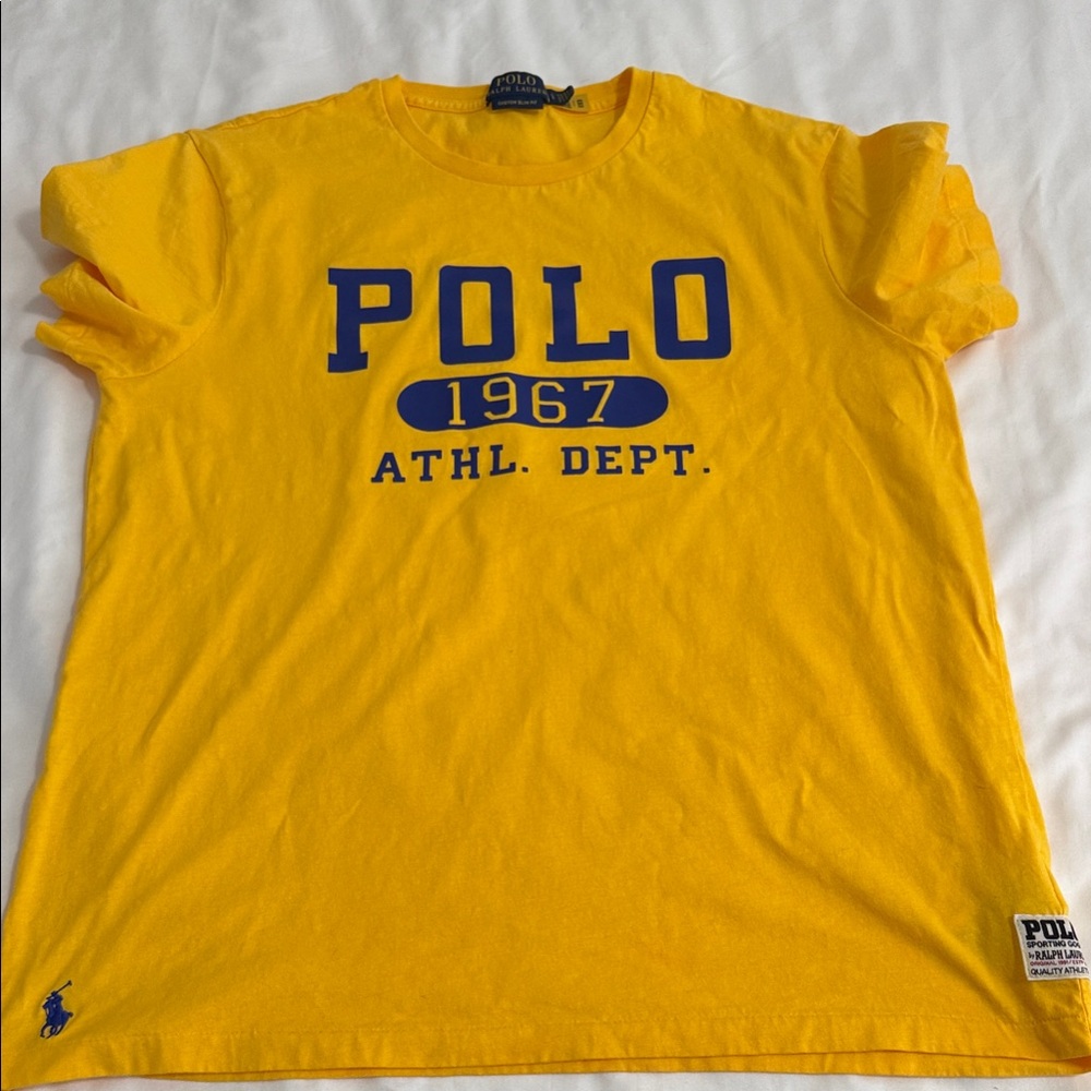 Polo by Ralph Lauren Bright Yellow Tee with Blue Print